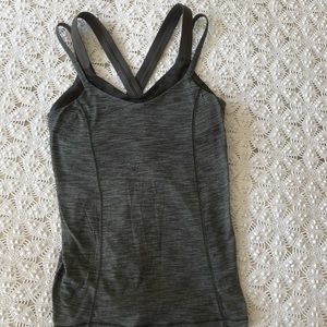 Lululemon Run For Gold Tank Heathered Gator Green / Deep Camo